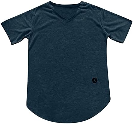 Men's Solid o Neck Yoga Performance T-shirts Camisetas de manga curta Blusa de fitness de academia de ginástica por leegor