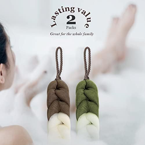 Banho esponja de esponjas de chuveiro esponjas de 80g de banho para esfoliar o chuveiro Pouf Screwber Limpe Back, pacote de 2