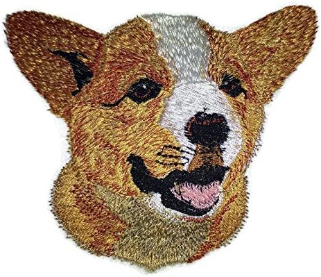 Rostos de cães incríveis [Pembroke Welsh Corgi Dog Face] Bordado Ferro On/Sew Patch [4 x 4,8] [Feito nos EUA]