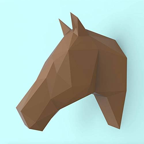 WLL-DP 3D escultura de papel de cavalo da cabeça da cabeça pré-cortada papel artesanal artesanal geométrico decoração de papel de