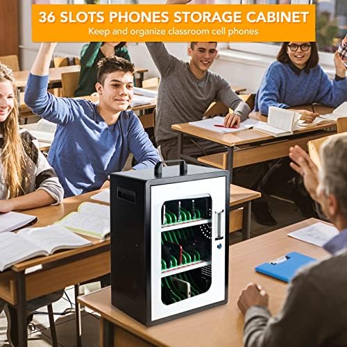 Ozzptuu 36 slots gabinete de armazenamento de bolso de metal para telefones celulares, montados na parede com um travamento, pode