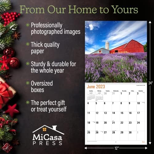 MICASA CARNS 2023 HONGABLE Monthly Wall Calendário | 12 x 24 aberto | Papel grosso e resistente | Presente | Lindas