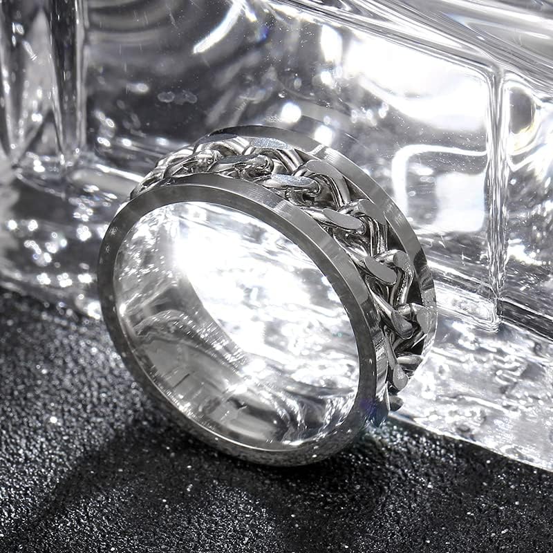 Anel de corrente de prata Kolesso de 8 mm para homens e mulheres-54585
