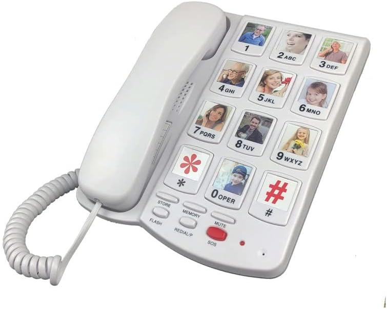 KJHD Big Button Cord Phone para idosos, Big Button Lined Lined para idosos, com chave de memória de imagem substituível,
