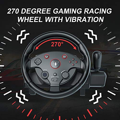 Roda de corrida de corrida de jogo 270 graus de corrida com pedais e função de vibração dupla para PC / Xbox One / Xbox 360 / PS4