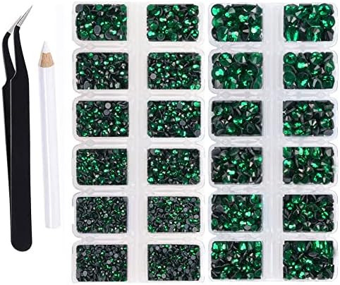 Fygem 8000 peças 5 tamanhos Hotfix Iron Flatback Glasses Rhinestones Crystal para projeto DIY com pinças e caneta para sacos, sapatos,