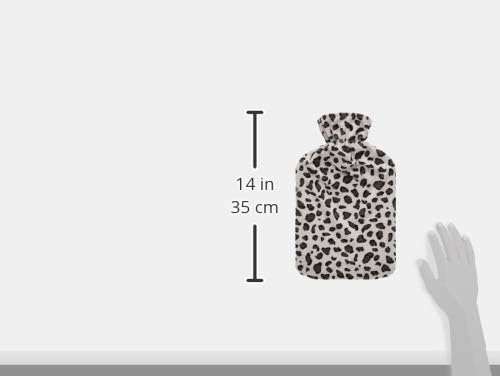 Bodico quente e aconchegante e fofo garrafa de água quente ou fria com capa de lã macio, 2L, estampa de leopardo