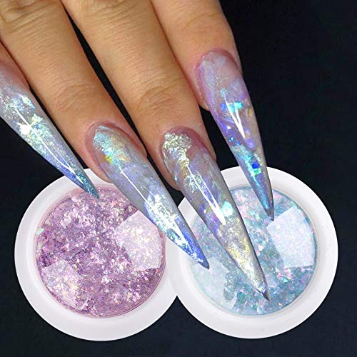Crystal Fire Opal Flakes UNIF lantejoulas roxas glitter glitter pó de cromo diy para mola unhas manicure paillettes