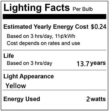 YDJOO E12 Bulbo LED 2W Bulbos de lâmpadas em cores amarelas 20W Substituição de halogênio E12 Mini candelabro de candelabro