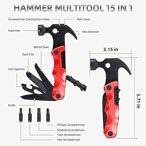 Hammer multitool, presentes para homens, acessórios de acampamento, gadgets legais com chave de fenda, alicate, chave