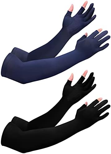 2 pares mangas de braço de resfriamento com 2 orifícios de dedos mangas protetoras de sol para homens Mangas de jardinagem