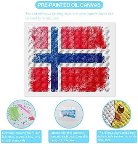 Flag angustiado kits de pintura de diamante da Noruega 5D DIY DRINHA FILIZAÇÃO RETRAS DE RETRAS DE ARTES DE WALL Decor para adultos