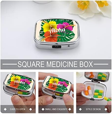 Flores da caixa de comprimidos com havaiano Caixa de comprimido de comprimido de comprimido para comprimidos portátil havaia