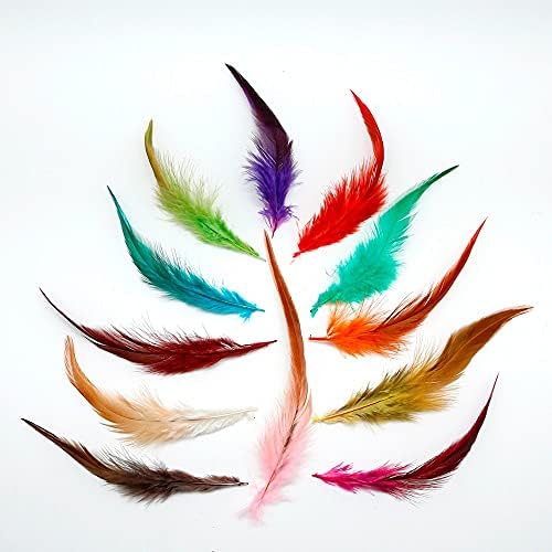 Pumcraft Feather for Decor Jóias Diy 100pcs / Lotes Feather, 4-6 / 10-15cm, cor natural e penas tingidas, para DIY Craft