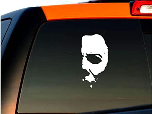 Adesivo - Michael Myers Creepy Half Face 6 X3 Decalques de vinil branco de filmes de terror assustadores adesivos de Halloween