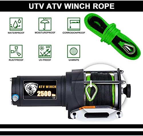 Tyt 1/4 x 50 'Winch Rode, 8500 lb Cabo de guincho com manga e dedal de proteção para levantar e reboque UTV ATV Winches