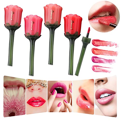 Batom líquido rosa, brilho labial de veludo, brilho labial hidratante duradouro, Roses do Dia dos Namorados 2ml