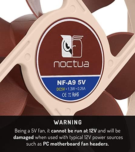 Noctua NF-A9 5V, ventilador silencioso premium com cabo de adaptador de energia USB, versão de 3 pinos, 5V