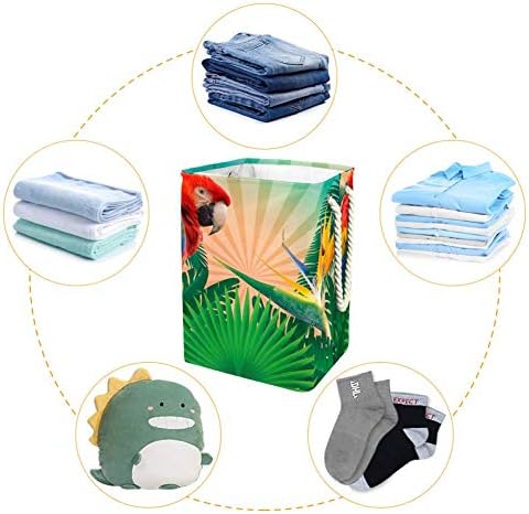 Tropics nãoeyey Palm Tree Parrot grande lavanderia cesto de lavanderia cesta de armazenamento dobrável para quarto berçário