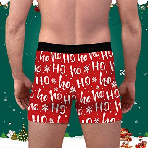 Cuecas boxer de roupas íntimas masculinas, impressão de Natal Ultra de algodão macio de algodão longa perna longa sem show