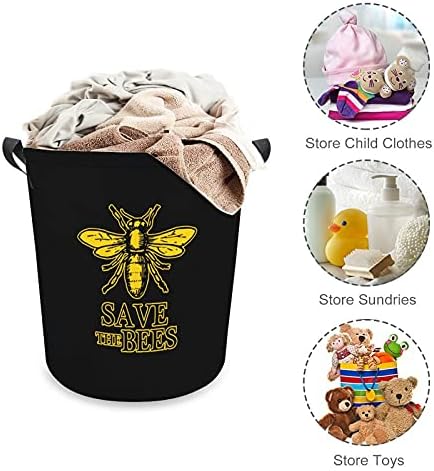Salve o cesto de lavanderia de pano de abelhas com alças de armazenamento para organizador de brinquedos, cesto de berçário,