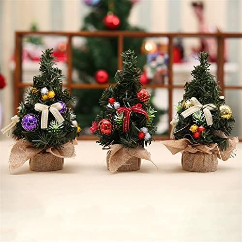 Aetyh 3pcs mini árvores de Natal, mini árvores de Natal de 8 polegadas com ornamentos, enfeites de Natal dourados para escritório