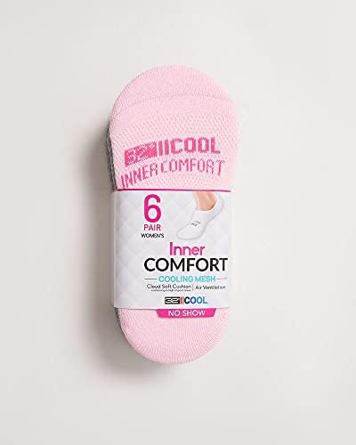 32 graus feminino 6 pacote conforto sem meias de show | Anti-odor | Apertos do calcanhar | Suporte de arco | Ativo | Casual