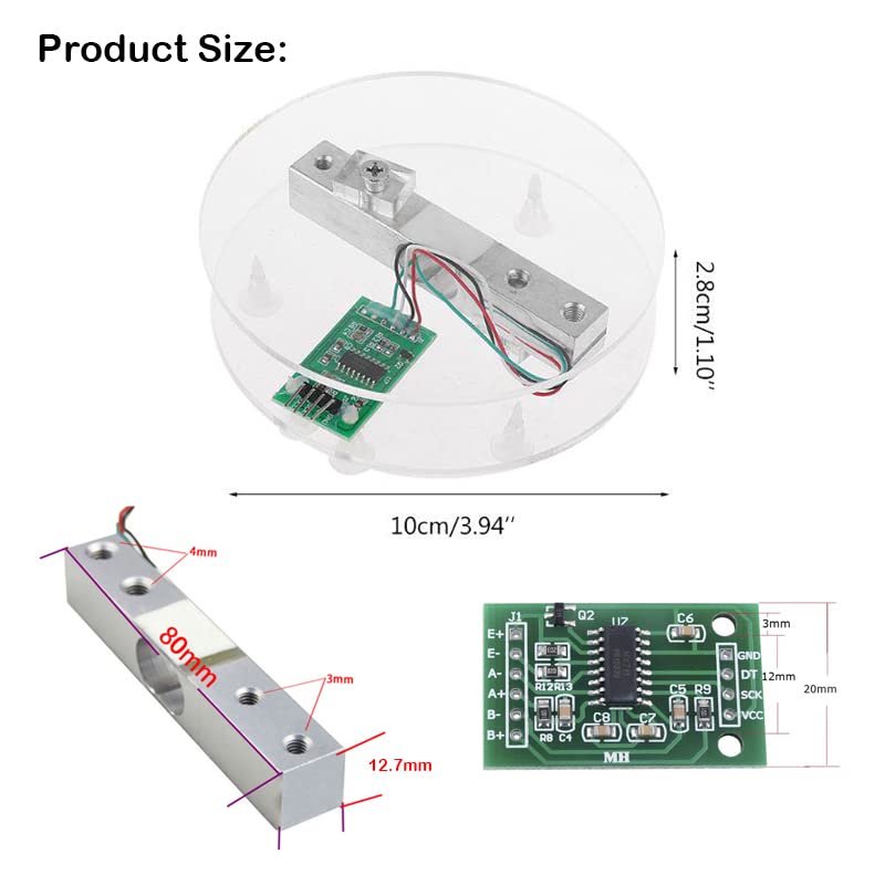 Geekstory 20kg de carga digital Sensor de peso de célula HX711 AD Converter Breakout Module Module Module Module Módulo DIY Escala