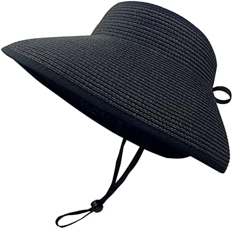 Chapéus de praia para mulheres larga chapéu de sol de palha com lanfilos de sol dobrável para viagens para viagens upf 50+