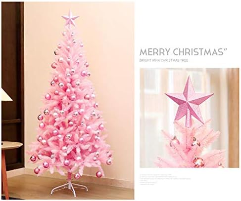 Árvore de Natal rosa K.LSX, árvore de Natal artificial pré-cama com suporte de metal branco para lojas de escritório em casa e árvore