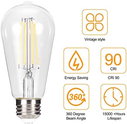 Bulbos de Edison Led de Led Vintage Truestory, 5W, equivalentes 50W, 450lm, 2700k branco quente, lâmpadas de filamento de LED ST19,