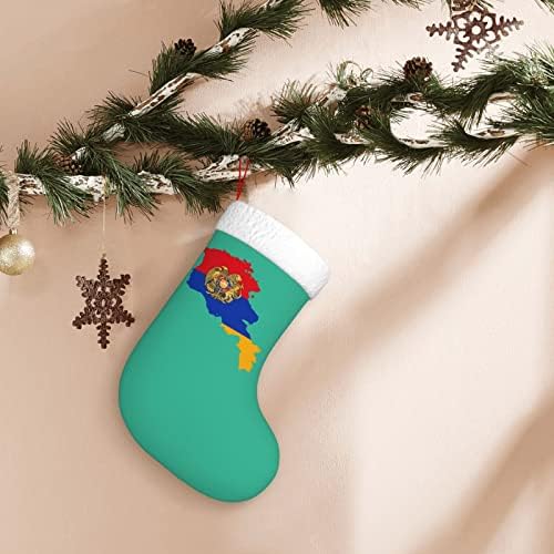 CutedWarf Armenian Bandle Mapa de Natal Decoração de Natal Classic Classic 18 polegadas Lareira Socking Sock