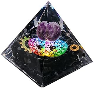 Runyangshi 2.3 Cristais de cura natural pirâmide orgona - bola de ametista - chakras - obsidian - gerador de energia pontiaguda protege
