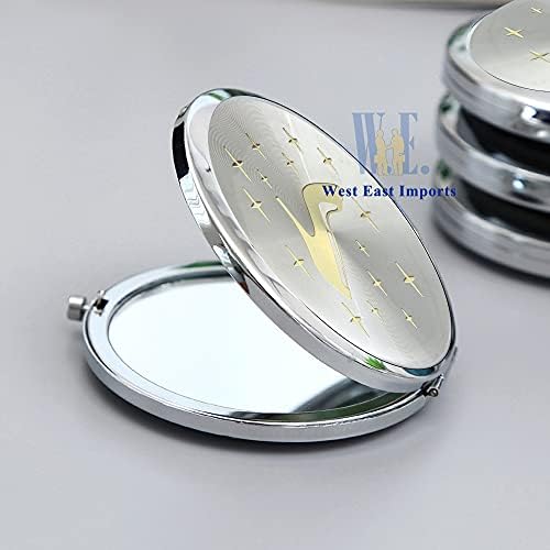 Nós personalizamos o espelho compacto de prata - Cinderela, design de calcanhar alto quinceanera/ sweet 16/ zapatilla