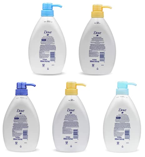 Variedade de lavagem corporal Dove de 5 aromas com bomba, planta, nutritiva, esfoliante, limpeza, 500 ml