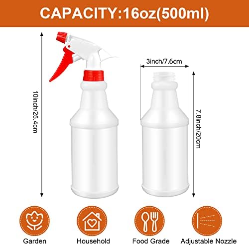 Eccliy 12 PCs 16 oz de spray de spray, à prova de vazamentos vazios e reutilizáveis ​​para soluções de limpeza, água, detalhes