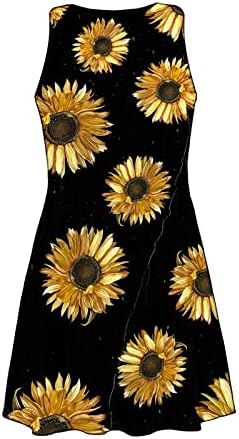 Vestidos de verão para mulheres 2023 vestido de tanque de mangas casuais da moda, vestido de verão floral boho a-line mini com bolsos