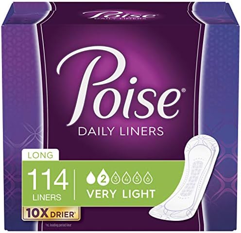 Poise Daily Incontiny -Panty Liners, muito leve absorção, longa, 114 contagem