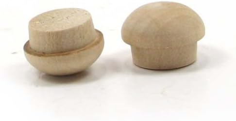 MyLittlewoodshop - PKG de 50 - Botão de cogumelo - 1/2 polegadas na madeira inacabada da haste