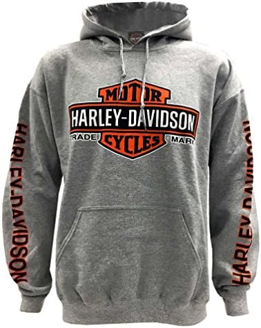 HARLEY-DAVIDSON HOMEN's Bar & Shield Logo Pullover Capuz Sweatshirt, cinza