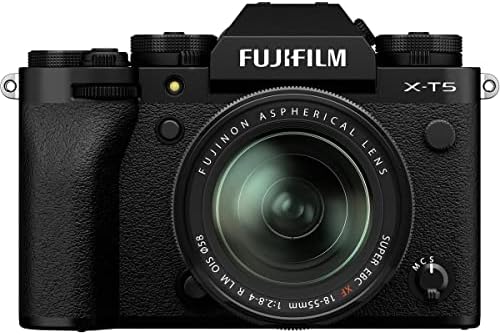 Fujifilm X-T5 Câmera digital sem espelho, preta com lente XF de 18-55mm f/2.8-4 R LM OIS, cartão SD de 128 GB, bateria