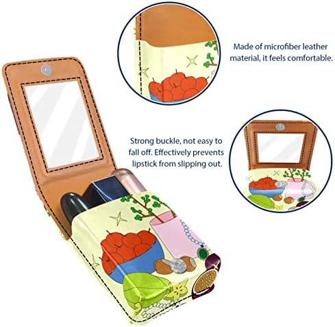 Bolsa de batom de batom de maquiagem de oryuekan com espelho portátil de armazenamento de batom portátil Organizador de