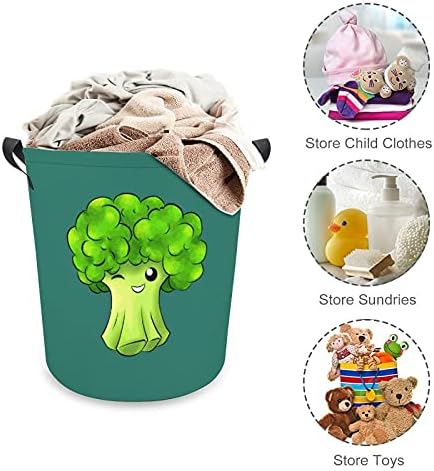 Brócolis Cartoon Oxford Cosço de lavanderia com alças cestas de armazenamento para organizador de brinquedos Crianças cestam banheiro