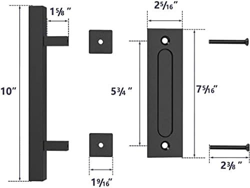 PDGJG Pesado de 12 puxar e nivelado maçaneta de porta de celeiro conjunto ajuste quadrado da maçaneta do quadrado de tratamento