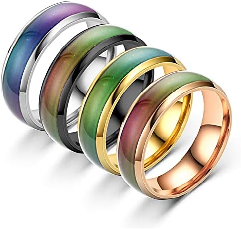 4pcs aço inoxidável Mudança de cor de cor anéis