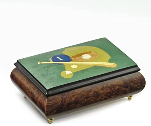 Tema esportivo embutido de madeira: beisebol - Caixa de jóias musicais de 30 notas - suíte de nutcracker