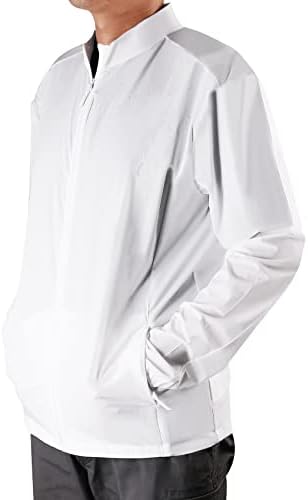 Aleteo Wang Men's UPF 50+ Jaqueta Full Full Zip Sun Protection com bolsos camisas de resfriamento leves Performance ao ar