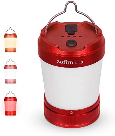 Sofirn LT1S LED LANTERN RECARGELECIDO, 500 LUMEN, brilho e tonalidade ajustáveis, luz vermelha, impermeável, 500 horas Luzes de acampamento