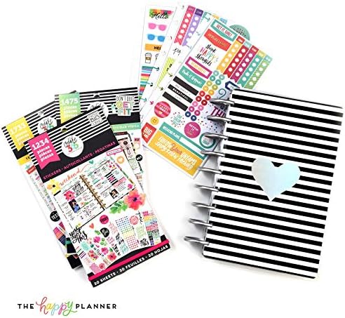 Livro de adesivos para mim e minhas grandes idéias - The Happy Planner Scrapbooking Supplies - Black & White Stripes com Rainbow