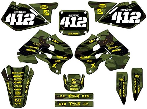 1996-1998 RM 125 Kit de gráficos Apache Green Senge Complete com Rider I.D. Compatível com Suzuki